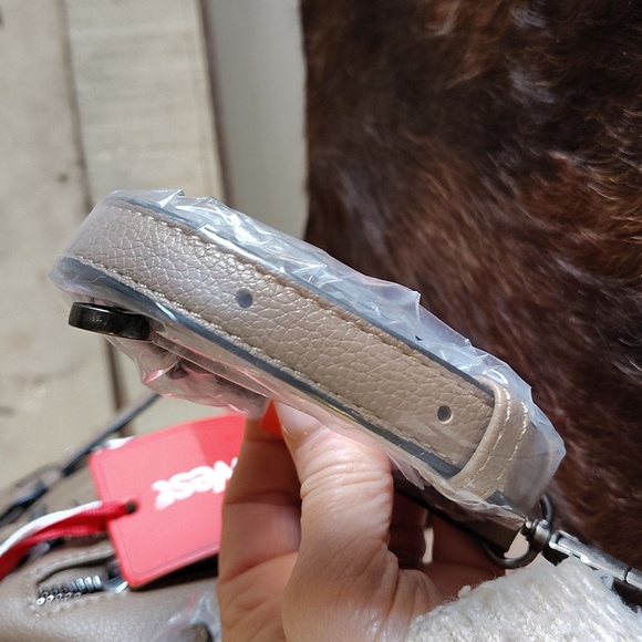 Montana West satchel crossbody bag beige zip lop double handle PU leather pocket - Picture 7 of 8